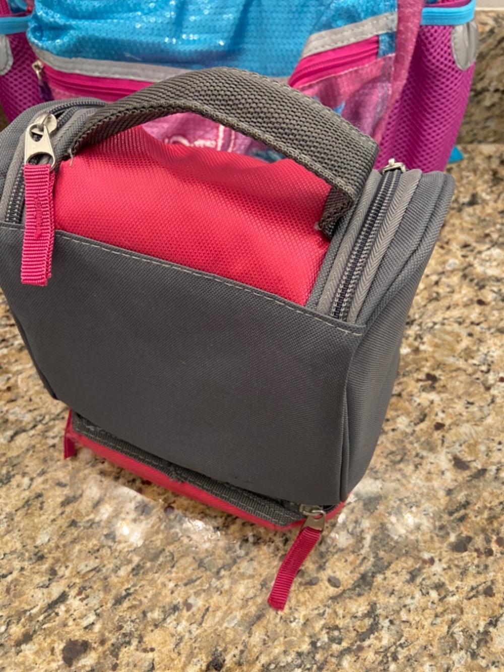 LIFOAM two compartment lunch bag Pink Grey